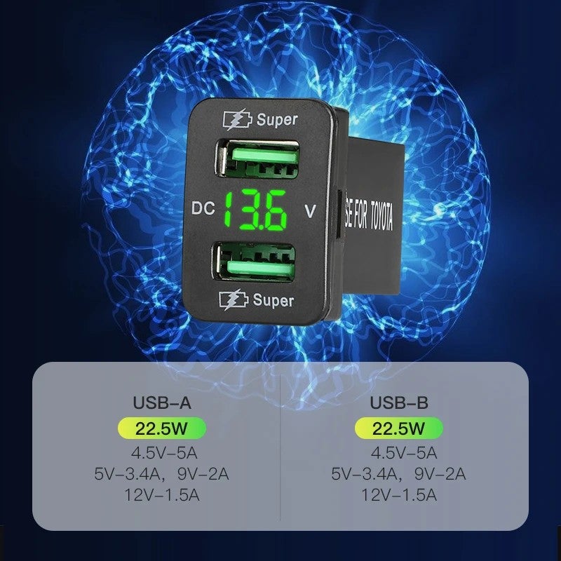 Bluejw 45W USB Car Charger Adapter - LED Voltmeter Display, 12-24V USB Socket, Automobile Fast Charging - Image 5